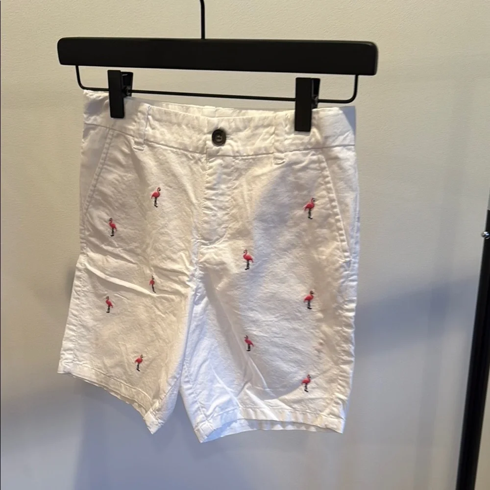 Janie and Jack boys size 8 white pink flamingo shorts - Picture 1 of 2